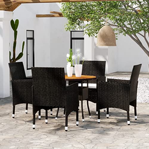 CINDERFUL Gartenmöbel Set 5-TLG. Garten-Essgruppe Poly Rattan Schwarz von CINDERFUL