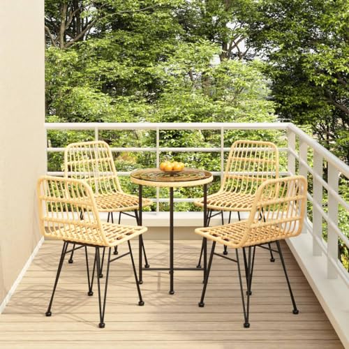 CINDERFUL Gartenmöbel Set 5-TLG. Garten-Essgruppe Poly Rattan von CINDERFUL