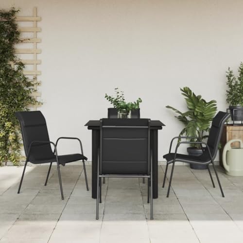 CINDERFUL Gartenmöbel Set 5-TLG. Garten-Essgruppe Schwarz Stahl und Textilene CINDERFUL Gartenmöbel Set 5-TLG. Garten-Essgruppe Schwarz Stahl und Textilene von CINDERFUL