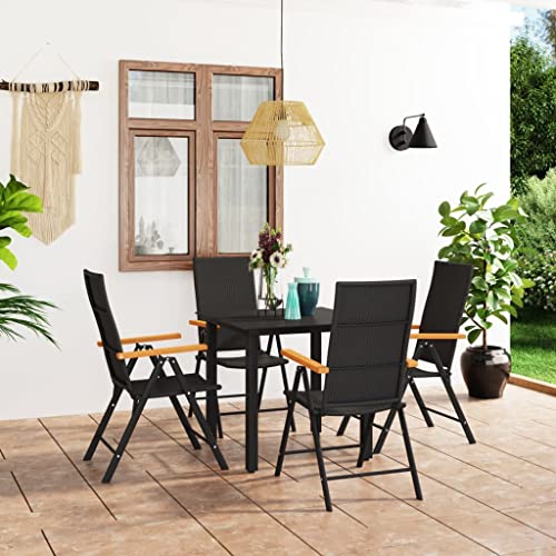 CINDERFUL Gartenmöbel Set 5-TLG. Garten-Essgruppe Schwarz und Braun von CINDERFUL