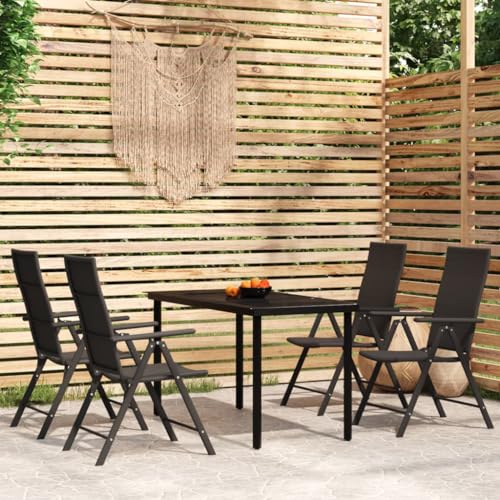 CINDERFUL Gartenmöbel Set 5-TLG. Garten-Essgruppe Schwarz von CINDERFUL