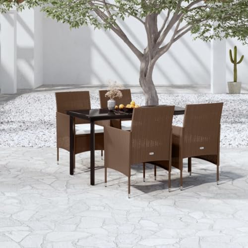 CINDERFUL Gartenmöbel Set 5-TLG. Garten-Essgruppe mit Kissen Braun und Schwarz CINDERFUL Gartenmöbel Set 5-TLG. Garten-Essgruppe mit Kissen Braun und Schwarz von CINDERFUL