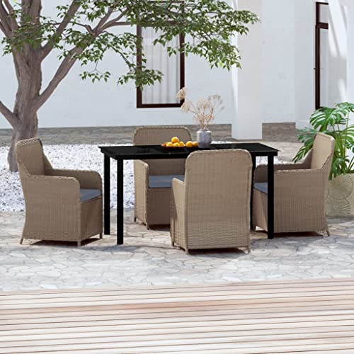 CINDERFUL Gartenmöbel Set 5-TLG. Garten-Essgruppe mit Kissen Braun von CINDERFUL