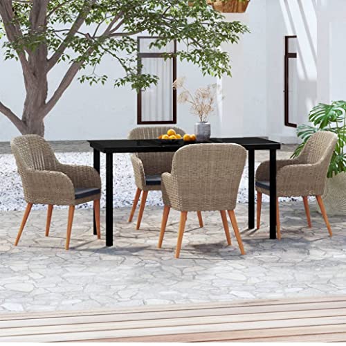 CINDERFUL Gartenmöbel Set 5-TLG. Garten-Essgruppe mit Kissen Braun von CINDERFUL