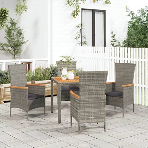 CINDERFUL Gartenmöbel Set 5-TLG. Garten-Essgruppe mit Kissen Grau Poly Rattan CINDERFUL Gartenmöbel Set 5-TLG. Garten-Essgruppe mit Kissen Grau Poly Rattan von CINDERFUL