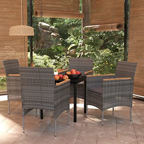 CINDERFUL Gartenmöbel Set 5-TLG. Garten-Essgruppe mit Kissen Grau und Schwarz von CINDERFUL
