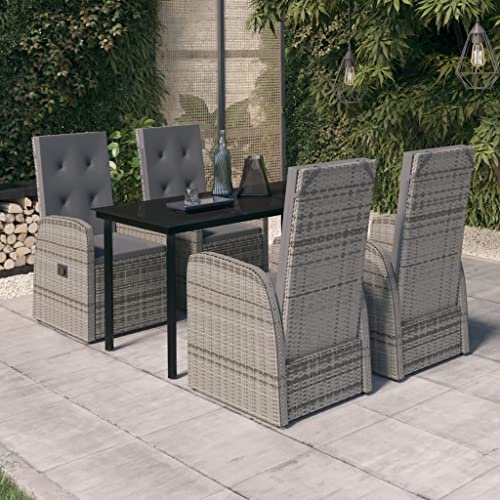 CINDERFUL Gartenmöbel Set 5-TLG. Garten-Essgruppe mit Kissen Grau von CINDERFUL