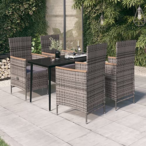 CINDERFUL Gartenmöbel Set 5-TLG. Garten-Essgruppe mit Kissen Grau von CINDERFUL