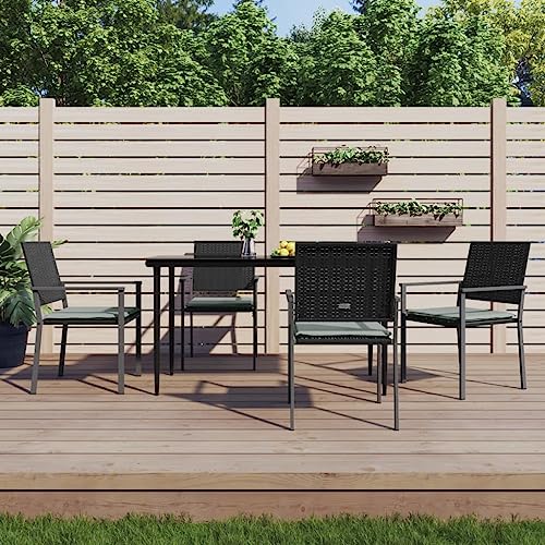 CINDERFUL Gartenmöbel Set 5-TLG. Garten-Essgruppe mit Kissen Poly Rattan und Stahl von CINDERFUL