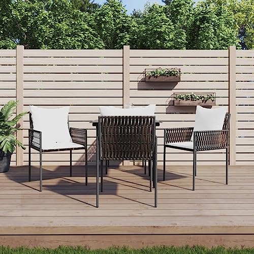 CINDERFUL Gartenmöbel Set 5-TLG. Garten-Essgruppe mit Kissen Poly Rattan und Stahl von CINDERFUL