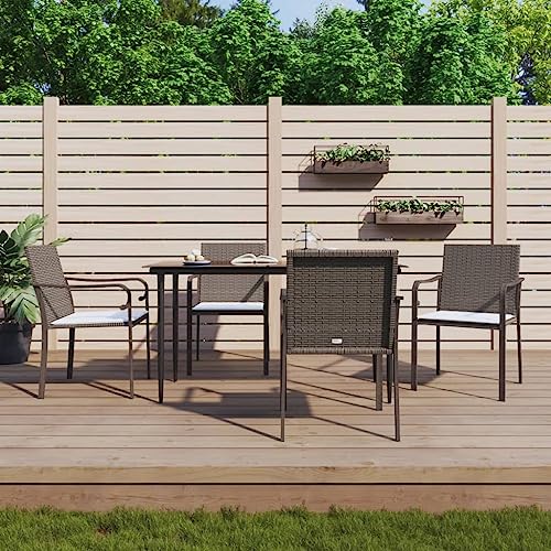 CINDERFUL Gartenmöbel Set 5-TLG. Garten-Essgruppe mit Kissen Poly Rattan und Stahl von CINDERFUL