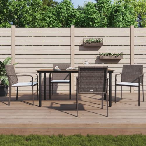 CINDERFUL Gartenmöbel Set 5-TLG. Garten-Essgruppe mit Kissen Poly Rattan und Stahl von CINDERFUL
