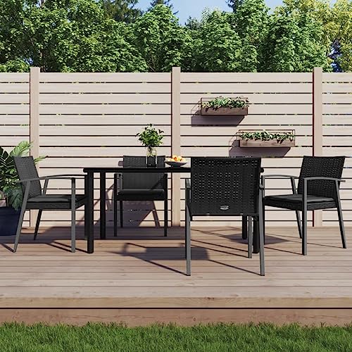 CINDERFUL Gartenmöbel Set 5-TLG. Garten-Essgruppe mit Kissen Poly Rattan und Stahl von CINDERFUL