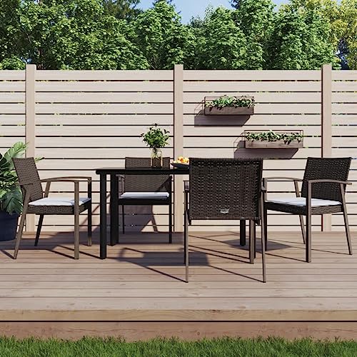 CINDERFUL Gartenmöbel Set 5-TLG. Garten-Essgruppe mit Kissen Poly Rattan und Stahl von CINDERFUL