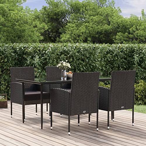 CINDERFUL Gartenmöbel Set 5-TLG. Garten-Essgruppe mit Kissen Schwarz Poly Rattan CINDERFUL Gartenmöbel Set 5-TLG. Garten-Essgruppe mit Kissen Schwarz Poly Rattan von CINDERFUL