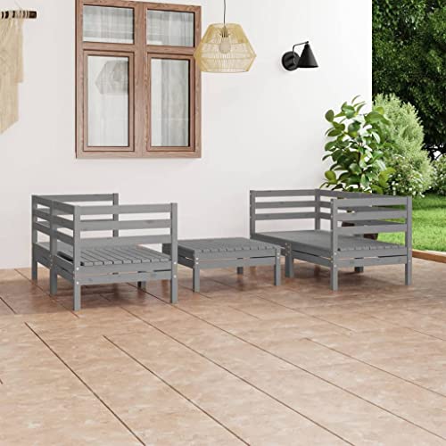 CINDERFUL Gartenmöbel Set 5-TLG. Garten-Lounge-Set Grau Kiefer Massivholz CINDERFUL Gartenmöbel Set 5-TLG. Garten-Lounge-Set Grau Kiefer Massivholz von CINDERFUL