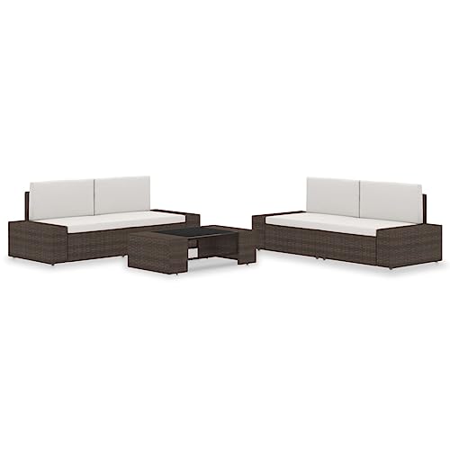 CINDERFUL Gartenmöbel Set 5-TLG. Garten-Lounge-Set Poly Rattan Braun von CINDERFUL