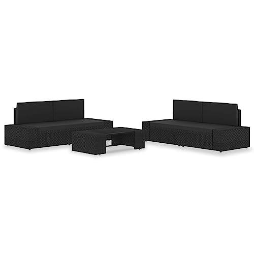 CINDERFUL Gartenmöbel Set 5-TLG. Garten-Lounge-Set Poly Rattan Schwarz von CINDERFUL
