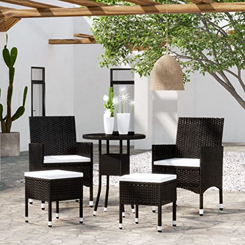 CINDERFUL Gartenmöbel Set 5-TLG. Garten-Lounge-Set Poly Rattan Schwarz von CINDERFUL