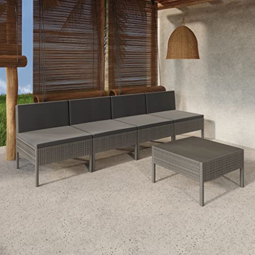 CINDERFUL Gartenmöbel Set 5-TLG. Garten-Lounge-Set mit Auflagen Poly Rattan Grau CINDERFUL Gartenmöbel Set 5-TLG. Garten-Lounge-Set mit Auflagen Poly Rattan Grau von CINDERFUL