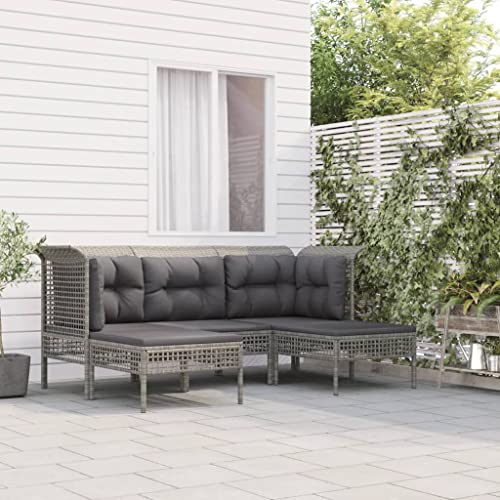 CINDERFUL Gartenmöbel Set 5-TLG. Garten-Lounge-Set mit Kissen Grau Poly Rattan CINDERFUL Gartenmöbel Set 5-TLG. Garten-Lounge-Set mit Kissen Grau Poly Rattan von CINDERFUL