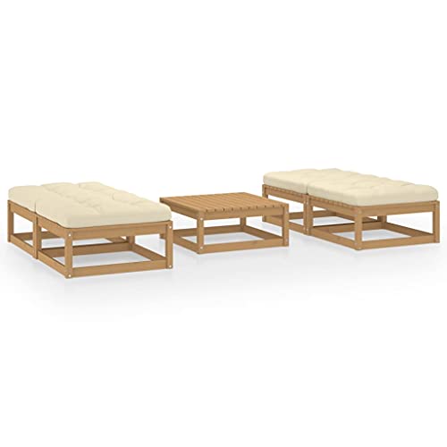 CINDERFUL Gartenmöbel Set 5-TLG. Garten-Lounge-Set mit Kissen Kiefer Massivholz von CINDERFUL