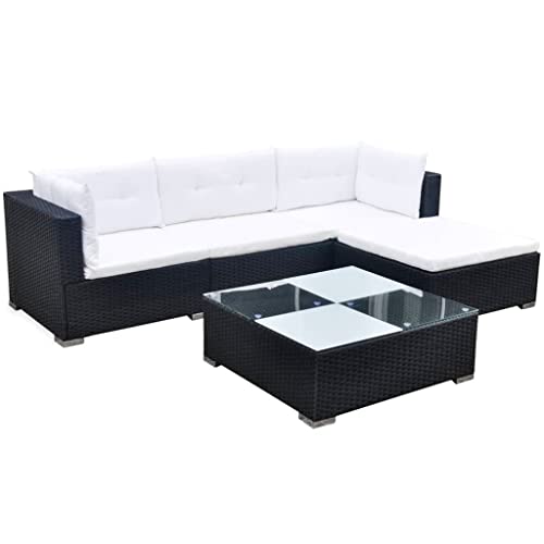 CINDERFUL Gartenmöbel Set 5-TLG. Garten-Lounge-Set mit Kissen Poly Rattan Schwarz CINDERFUL Gartenmöbel Set 5-TLG. Garten-Lounge-Set mit Kissen Poly Rattan Schwarz von CINDERFUL
