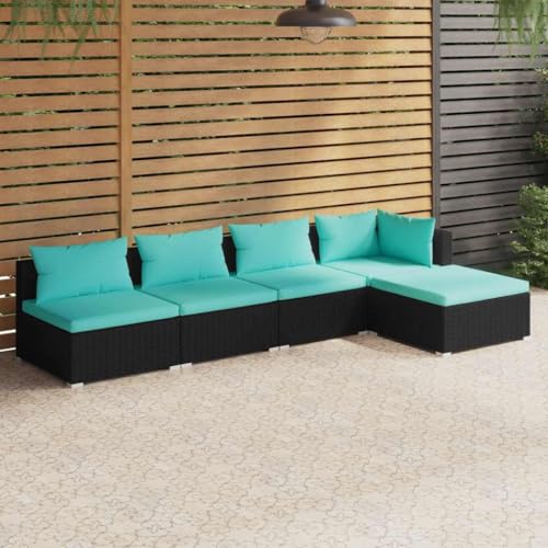 CINDERFUL Gartenmöbel Set 5-TLG. Garten-Lounge-Set mit Kissen Poly Rattan Schwarz CINDERFUL Gartenmöbel Set 5-TLG. Garten-Lounge-Set mit Kissen Poly Rattan Schwarz von CINDERFUL