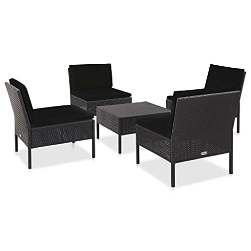 CINDERFUL Gartenmöbel Set 5-TLG. Garten-Sofagarnitur mit Auflagen Poly Rattan Schwarz CINDERFUL Gartenmöbel Set 5-TLG. Garten-Sofagarnitur mit Auflagen Poly Rattan Schwarz von CINDERFUL