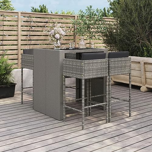 CINDERFUL Gartenmöbel Set 5-TLG. Gartenbar-Set mit Kissen Grau Poly Rattan CINDERFUL Gartenmöbel Set 5-TLG. Gartenbar-Set mit Kissen Grau Poly Rattan von CINDERFUL