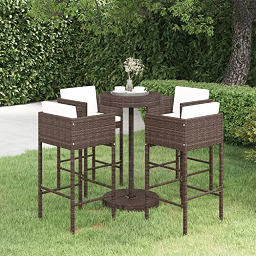CINDERFUL Gartenmöbel Set 5-TLG. Gartenbar-Set mit Kissen Poly Rattan Braun CINDERFUL Gartenmöbel Set 5-TLG. Gartenbar-Set mit Kissen Poly Rattan Braun von CINDERFUL