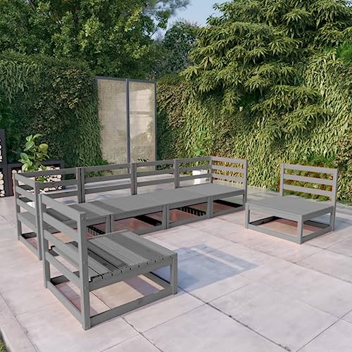 CINDERFUL Gartenmöbel Set 6-TLG. Garten-Lounge-Set Grau Massivholz Kiefer von CINDERFUL