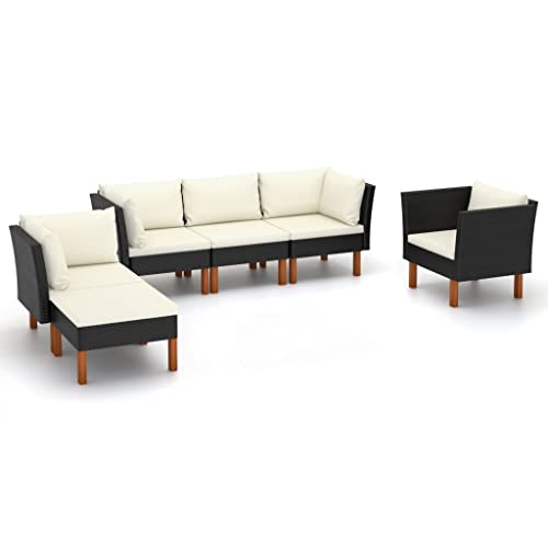 CINDERFUL Gartenmöbel Set 6-TLG. Garten-Lounge-Set Poly Rattan Eukalyptusholz Schwarz CINDERFUL Gartenmöbel Set 6-TLG. Garten-Lounge-Set Poly Rattan Eukalyptusholz Schwarz von CINDERFUL
