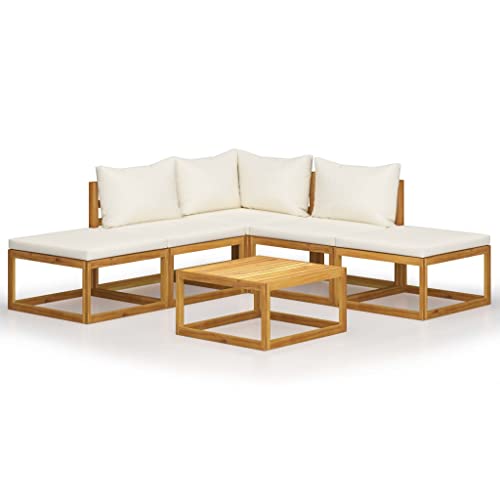 CINDERFUL Gartenmöbel Set 6-TLG. Garten-Lounge-Set mit Auflagen Massivholz Akazie von CINDERFUL