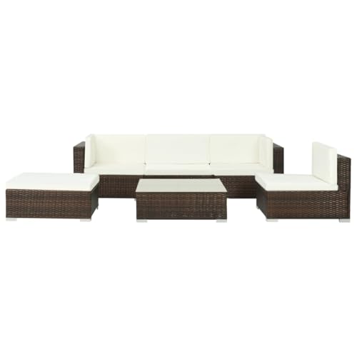 CINDERFUL Gartenmöbel Set 6-TLG. Garten-Lounge-Set mit Auflagen Poly Rattan Braun CINDERFUL Gartenmöbel Set 6-TLG. Garten-Lounge-Set mit Auflagen Poly Rattan Braun von CINDERFUL