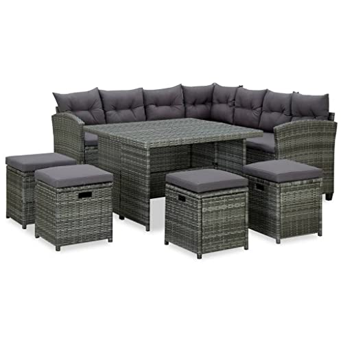 CINDERFUL Gartenmöbel Set 6-TLG. Garten-Lounge-Set mit Auflagen Poly Rattan Grau CINDERFUL Gartenmöbel Set 6-TLG. Garten-Lounge-Set mit Auflagen Poly Rattan Grau von CINDERFUL