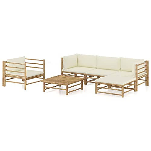 CINDERFUL Gartenmöbel Set 6-TLG. Garten-Lounge-Set mit Cremeweißen Kissen Bambus CINDERFUL Gartenmöbel Set 6-TLG. Garten-Lounge-Set mit Cremeweißen Kissen Bambus von CINDERFUL
