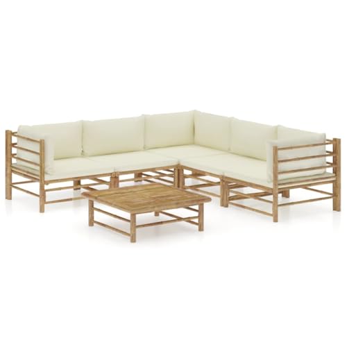CINDERFUL Gartenmöbel Set 6-TLG. Garten-Lounge-Set mit Cremeweißen Kissen Bambus CINDERFUL Gartenmöbel Set 6-TLG. Garten-Lounge-Set mit Cremeweißen Kissen Bambus von CINDERFUL