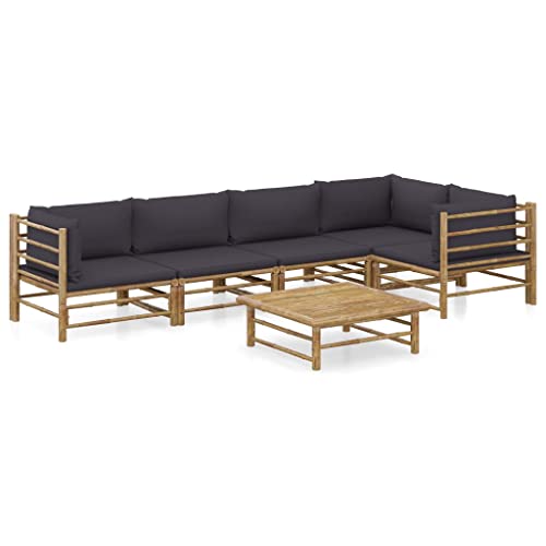 CINDERFUL Gartenmöbel Set 6-TLG. Garten-Lounge-Set mit Dunkelgrauen Kissen Bambus CINDERFUL Gartenmöbel Set 6-TLG. Garten-Lounge-Set mit Dunkelgrauen Kissen Bambus von CINDERFUL