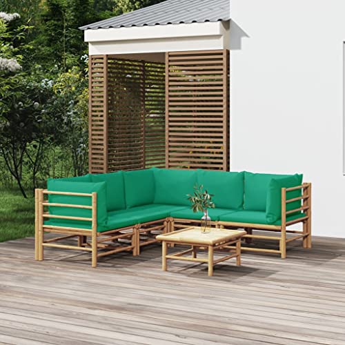 CINDERFUL Gartenmöbel Set 6-TLG. Garten-Lounge-Set mit Grünen Kissen Bambus CINDERFUL Gartenmöbel Set 6-TLG. Garten-Lounge-Set mit Grünen Kissen Bambus von CINDERFUL