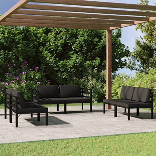 CINDERFUL Gartenmöbel Set 6-TLG. Garten-Lounge-Set mit Kissen Aluminium Anthrazit von CINDERFUL