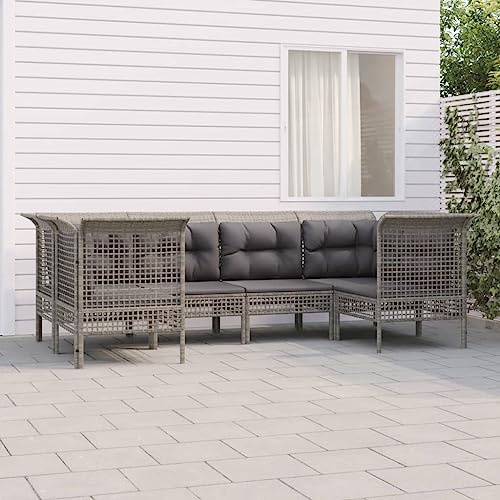 CINDERFUL Gartenmöbel Set 6-TLG. Garten-Lounge-Set mit Kissen Grau Poly Rattan CINDERFUL Gartenmöbel Set 6-TLG. Garten-Lounge-Set mit Kissen Grau Poly Rattan von CINDERFUL