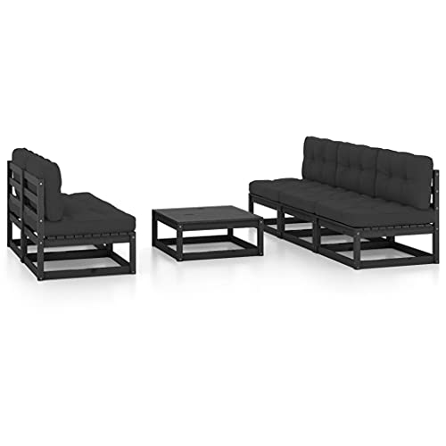 CINDERFUL Gartenmöbel Set 6-TLG. Garten-Lounge-Set mit Kissen Kiefer Massivholz von CINDERFUL