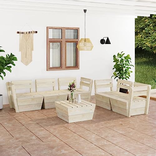 CINDERFUL Gartenmöbel Set 6-TLG. Garten-Paletten-Lounge-Set Imprägniertes Fichtenholz von CINDERFUL