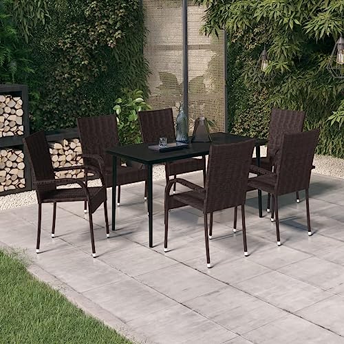 CINDERFUL Gartenmöbel Set 7-TLG. Garten-Essgruppe Braun und Schwarz von CINDERFUL