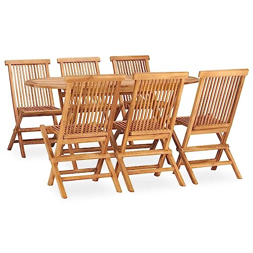 CINDERFUL Gartenmöbel Set 7-TLG. Garten-Essgruppe Klappbar Massivholz Teak von CINDERFUL