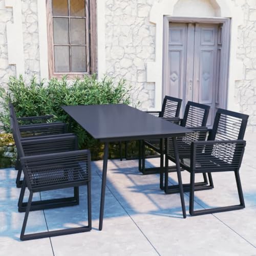 CINDERFUL Gartenmöbel Set 7-TLG. Garten-Essgruppe PVC Rattan Schwarz CINDERFUL Gartenmöbel Set 7-TLG. Garten-Essgruppe PVC Rattan Schwarz von CINDERFUL
