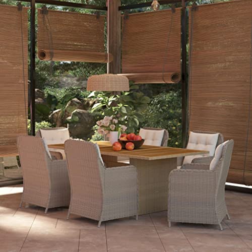 CINDERFUL Gartenmöbel Set 7-TLG. Garten-Essgruppe Poly Rattan Braun von CINDERFUL