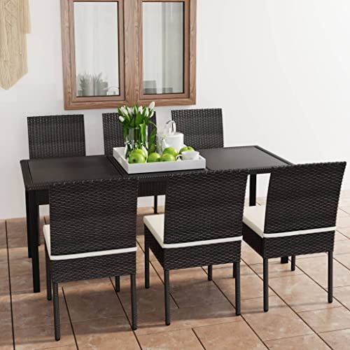 CINDERFUL Gartenmöbel Set 7-TLG. Garten-Essgruppe Poly Rattan Schwarz CINDERFUL Gartenmöbel Set 7-TLG. Garten-Essgruppe Poly Rattan Schwarz von CINDERFUL