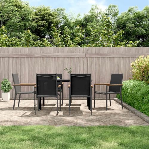 CINDERFUL Gartenmöbel Set 7-TLG. Garten-Essgruppe Schwarz Textilene und Stahl von CINDERFUL